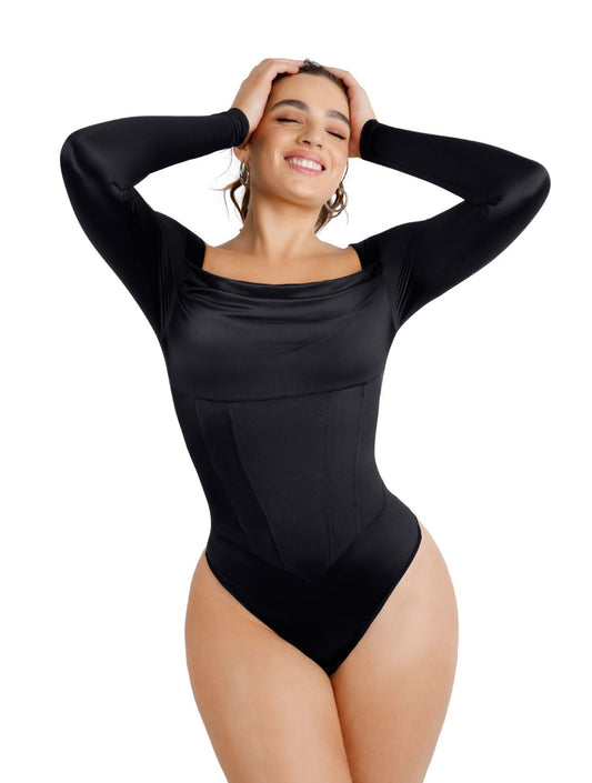 Body en satin à décolleté cascade