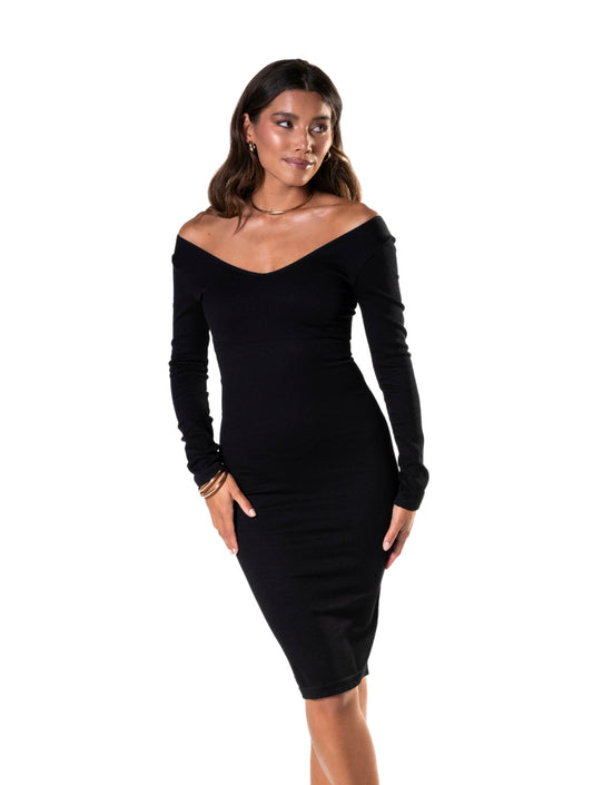 Robe à manches longues et col en V